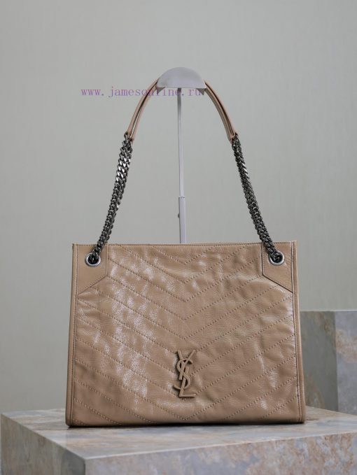 Yves Saint Laurent Bags Apricot colorNiki shopping bag_Imported wrinkled oil wax cowhide from Italy, wrapped entirel d7uqwl0d