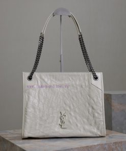Yves Saint Laurent Bags Milk whiteNiki shopping bag_Imported wrinkled oil wax cowhide from Italy, wrapped entirely i zwjp0phl