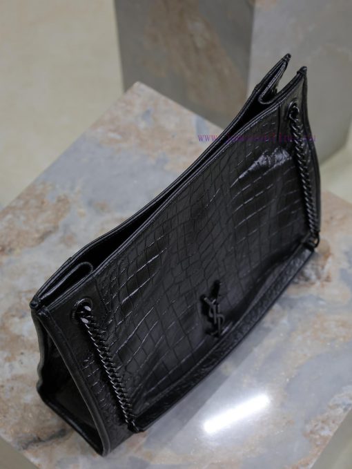 Yves Saint Laurent Bags Black button crocodile patternNiki shopping bag_Imported crocodile embossed cowhide from Ita n7im0d9b - Image 8