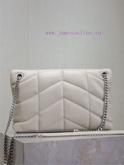 Yves Saint Laurent Bags White silver buckle 29cmLoulou Puffer_Quilted Sheepskin Chain Bag, made of 100% calf leather kzjbqpz8 - Image 7