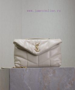 Yves Saint Laurent Bags White gold buckle double chain 23cmLoulou Puffer mini_ Mini Double Chain Bag Comes Full Pack 87kb9o3c