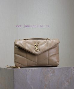 Yves Saint Laurent Bags Apricot gold buckle double chain 23cmLoulou Puffer mini_ Mini Double Chain Bag Comes Full Pa xehcqypm