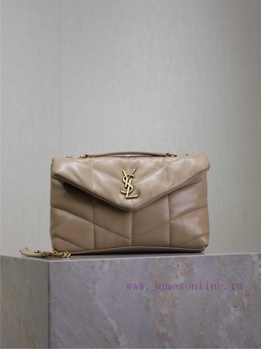 Yves Saint Laurent Bags Apricot gold buckle double chain 23cmLoulou Puffer mini_ Mini Double Chain Bag Comes Full Pa xehcqypm - Image 2