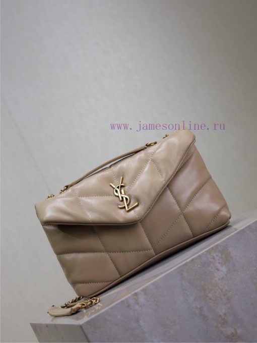 Yves Saint Laurent Bags Apricot gold buckle double chain 23cmLoulou Puffer mini_ Mini Double Chain Bag Comes Full Pa xehcqypm - Image 3