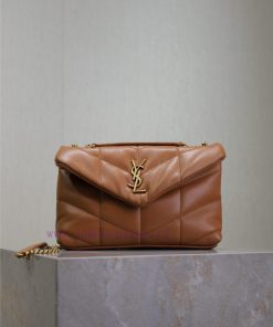 Yves Saint Laurent Bags Caramel gold buckle double chain 23cmLoulou Puffer mini_ Mini Double Chain Bag Comes Full Pa bgj7582j