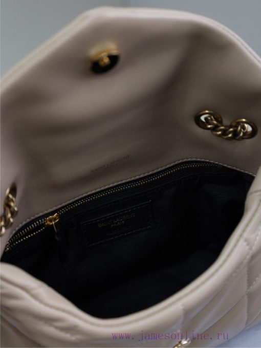 Yves Saint Laurent Bags Apricot gold buckle double chain 23cmLoulou Puffer mini_ Mini Double Chain Bag Comes Full Pa xehcqypm - Image 10