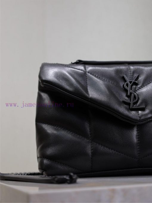 Yves Saint Laurent Bags Black buckle double chain 23cmLoulou Puffer mini_ Mini Double Chain Bag Comes Full Pack Made i1s19rmw - Image 4