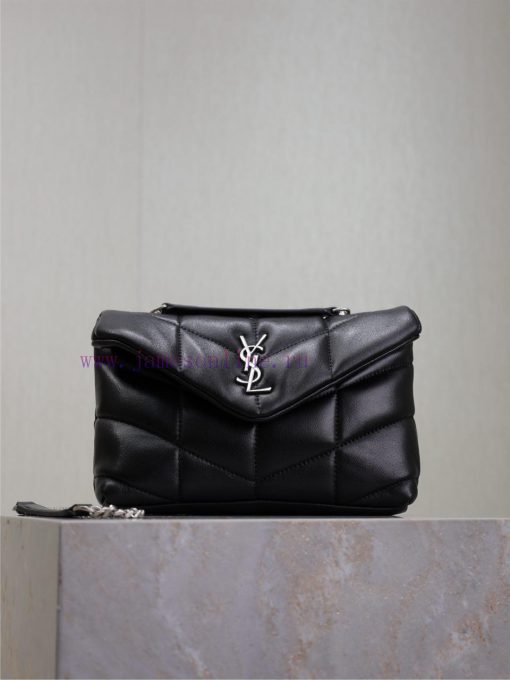 Yves Saint Laurent Bags Black silver buckle double chain 23cmLoulou Puffer mini_ Mini Double Chain Bag Comes Full Pa s6l9j4u0 - Image 2