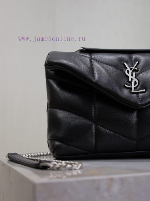 Yves Saint Laurent Bags Black silver buckle double chain 23cmLoulou Puffer mini_ Mini Double Chain Bag Comes Full Pa s6l9j4u0 - Image 4