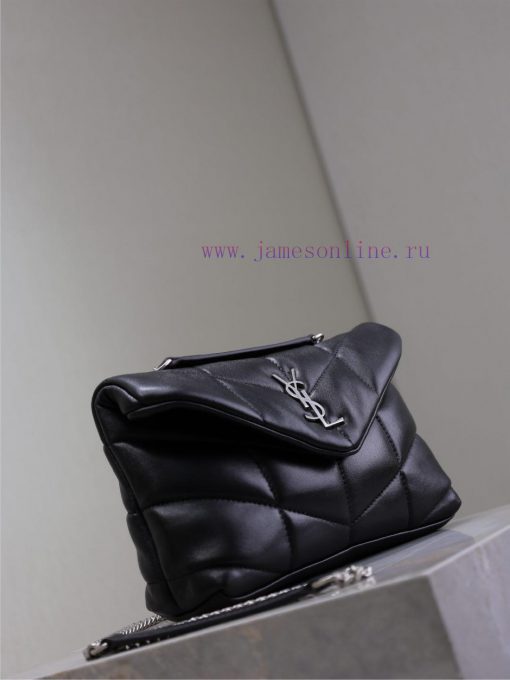 Yves Saint Laurent Bags Black silver buckle double chain 23cmLoulou Puffer mini_ Mini Double Chain Bag Comes Full Pa s6l9j4u0 - Image 5