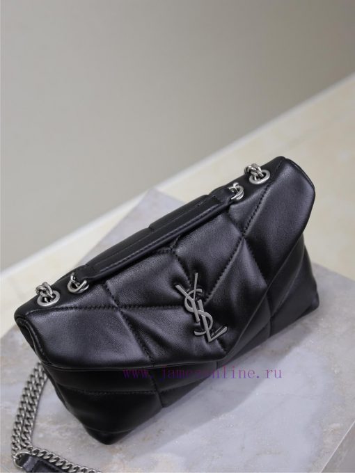 Yves Saint Laurent Bags Black silver buckle double chain 23cmLoulou Puffer mini_ Mini Double Chain Bag Comes Full Pa s6l9j4u0 - Image 6