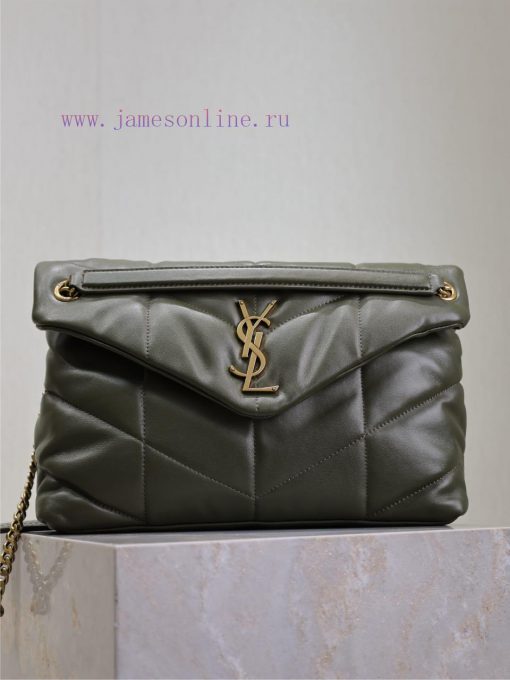Yves Saint Laurent Bags Green with gold buckle 35cmLoulou Puffer_ Quilted lamb leather bag, made of 100% lambskin, w dawvjtcb - Image 2