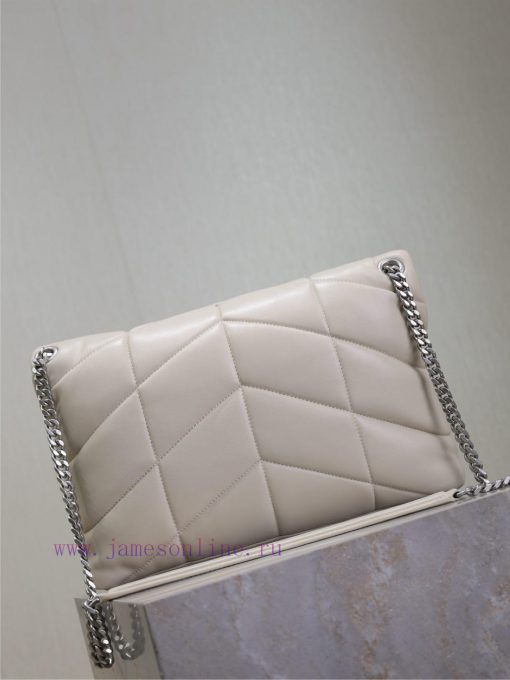 Yves Saint Laurent Bags White with silver buckle 35cmLoulou Puffer_ Quilted lamb leather bag, made of 100% lambskin, 38p3inrs - Image 7