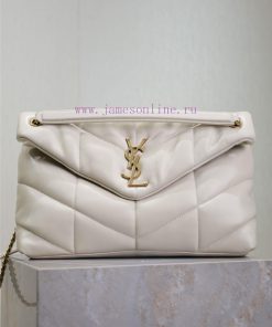 Yves Saint Laurent Bags White gold buckle 35cmLoulou Puffer_ Quilted lamb leather bag, made of 100% lambskin, with a mqk8u4ln