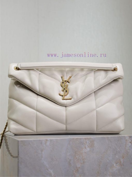 Yves Saint Laurent Bags White gold buckle 35cmLoulou Puffer_ Quilted lamb leather bag, made of 100% lambskin, with a mqk8u4ln - Image 2