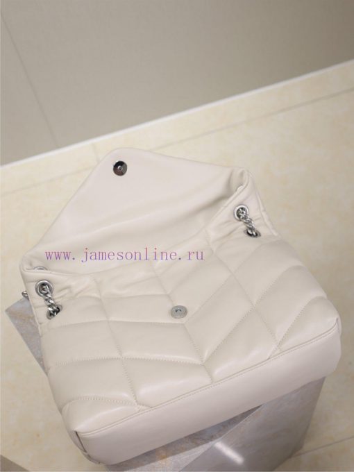 Yves Saint Laurent Bags White with silver buckle 35cmLoulou Puffer_ Quilted lamb leather bag, made of 100% lambskin, 38p3inrs - Image 9