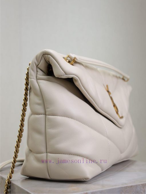 Yves Saint Laurent Bags White gold buckle 35cmLoulou Puffer_ Quilted lamb leather bag, made of 100% lambskin, with a mqk8u4ln - Image 6