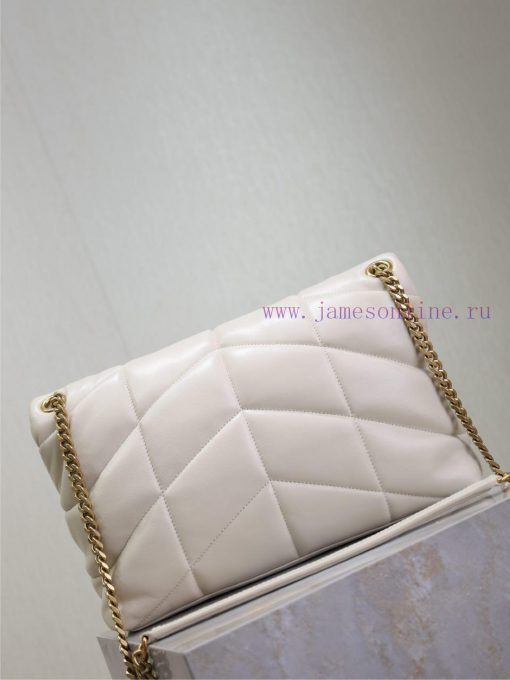 Yves Saint Laurent Bags White gold buckle 35cmLoulou Puffer_ Quilted lamb leather bag, made of 100% lambskin, with a mqk8u4ln - Image 7