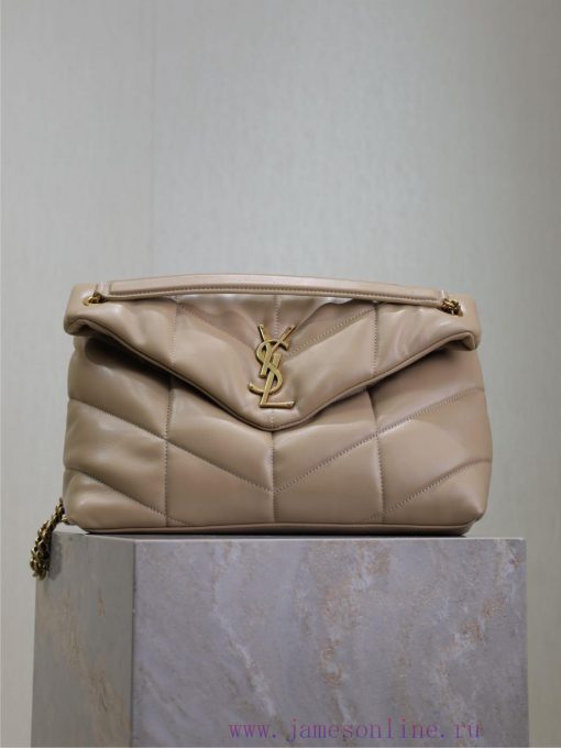 Yves Saint Laurent Bags Apricot colored gold buckle 35cmLoulou Puffer_ Quilted lamb leather bag, made of 100% lambsk oo45q6ms - Image 2