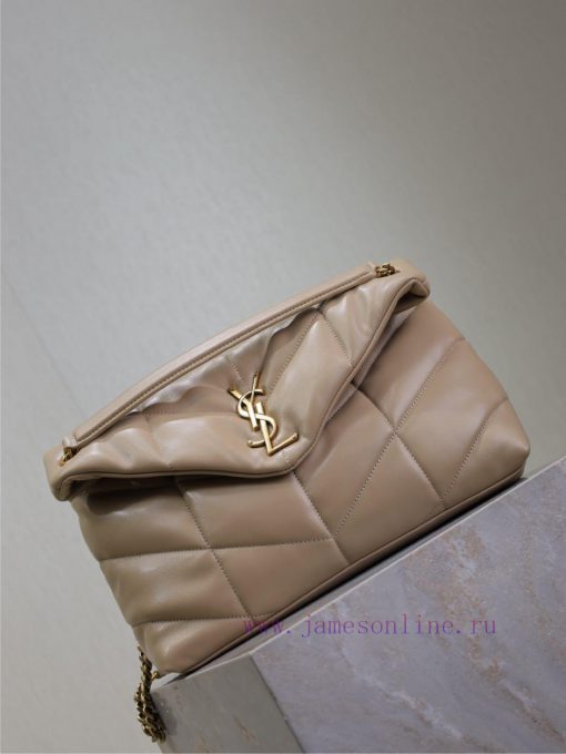 Yves Saint Laurent Bags Apricot colored gold buckle 35cmLoulou Puffer_ Quilted lamb leather bag, made of 100% lambsk oo45q6ms - Image 3