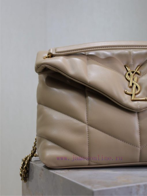 Yves Saint Laurent Bags Apricot colored gold buckle 35cmLoulou Puffer_ Quilted lamb leather bag, made of 100% lambsk oo45q6ms - Image 4