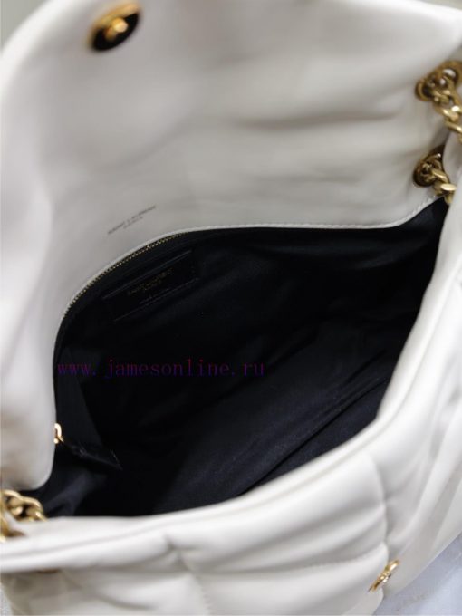 Yves Saint Laurent Bags White gold buckle 35cmLoulou Puffer_ Quilted lamb leather bag, made of 100% lambskin, with a mqk8u4ln - Image 10
