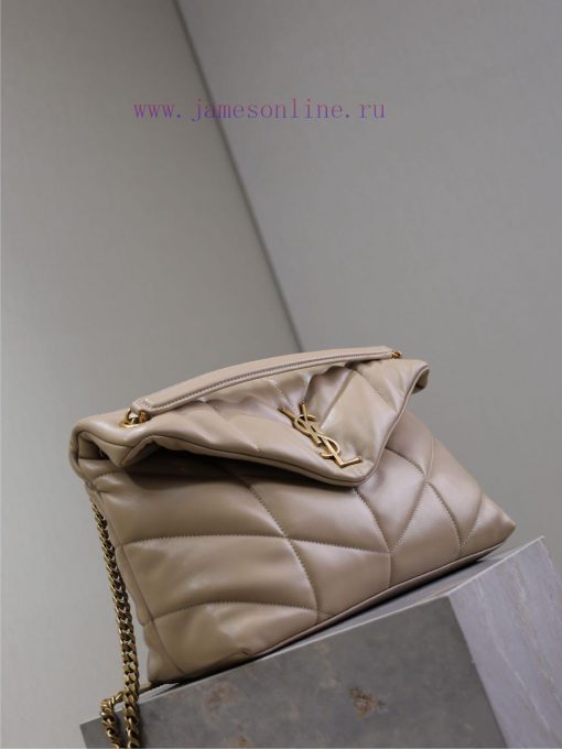 Yves Saint Laurent Bags Apricot colored gold buckle 35cmLoulou Puffer_ Quilted lamb leather bag, made of 100% lambsk oo45q6ms - Image 5