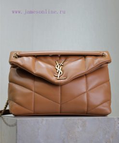 Yves Saint Laurent Bags Caramel gold buckle 35cmLoulou Puffer_ Quilted lamb leather bag, made of 100% lambskin, with akd5k36s
