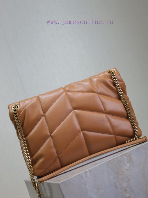 Yves Saint Laurent Bags Caramel gold buckle 35cmLoulou Puffer_ Quilted lamb leather bag, made of 100% lambskin, with akd5k36s - Image 7
