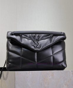 Yves Saint Laurent Bags Black buckle 35cmLoulou Puffer_ Quilted lamb leather bag, made of 100% lambskin, with a soft 8c91w0xg