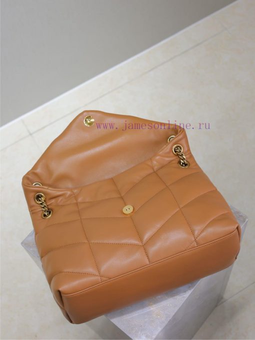 Yves Saint Laurent Bags Caramel gold buckle 35cmLoulou Puffer_ Quilted lamb leather bag, made of 100% lambskin, with akd5k36s - Image 9