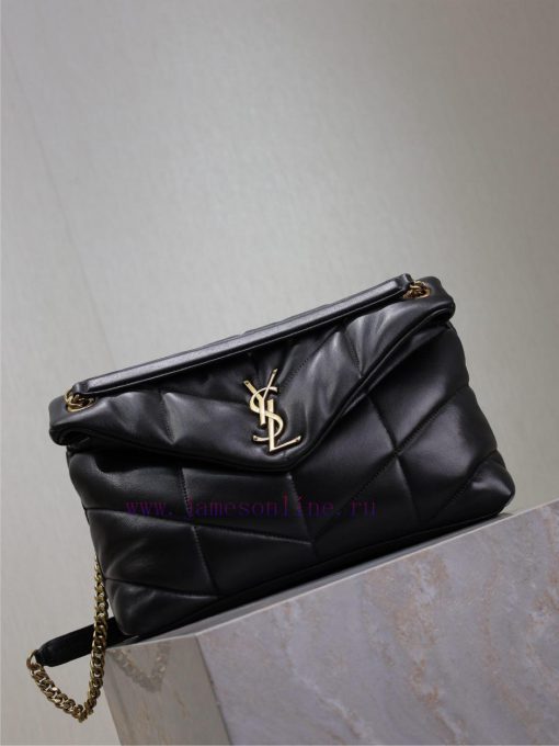 Yves Saint Laurent Bags Black gold buckle 35cmLoulou Puffer_ Quilted lamb leather bag, made of 100% lambskin, with a ozr9t9eg - Image 3