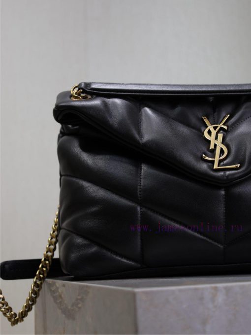 Yves Saint Laurent Bags Black gold buckle 35cmLoulou Puffer_ Quilted lamb leather bag, made of 100% lambskin, with a ozr9t9eg - Image 4