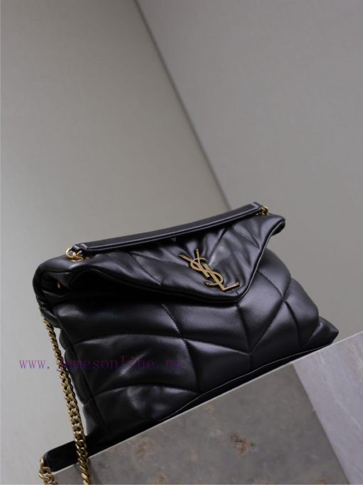 Yves Saint Laurent Bags Black gold buckle 35cmLoulou Puffer_ Quilted lamb leather bag, made of 100% lambskin, with a ozr9t9eg - Image 5