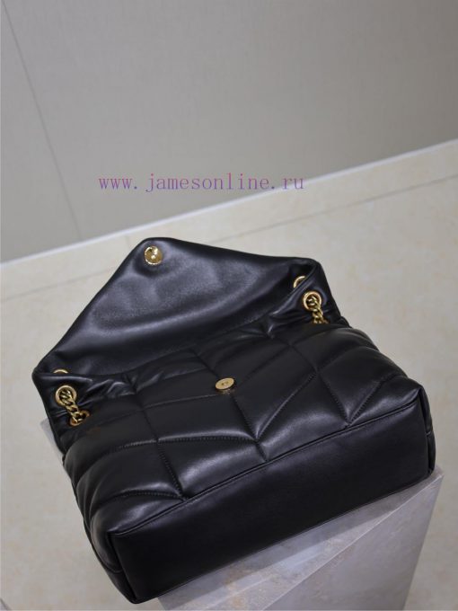 Yves Saint Laurent Bags Black gold buckle 35cmLoulou Puffer_ Quilted lamb leather bag, made of 100% lambskin, with a ozr9t9eg - Image 9