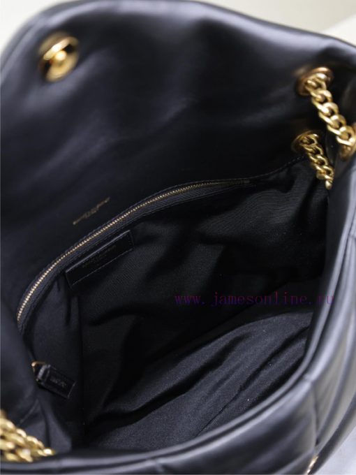 Yves Saint Laurent Bags Black gold buckle 35cmLoulou Puffer_ Quilted lamb leather bag, made of 100% lambskin, with a ozr9t9eg - Image 10