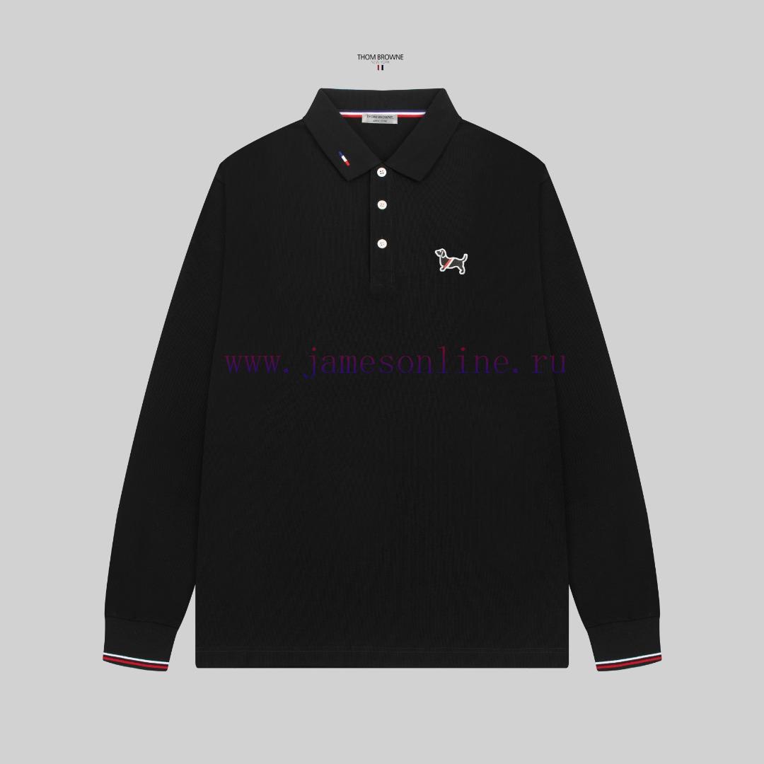 After Sales TB/Tom Brown 24SS New Logo Embroidered Lapel Long Sleeved Polo ShirtA T-shirt That foqwxpcs - Image 2