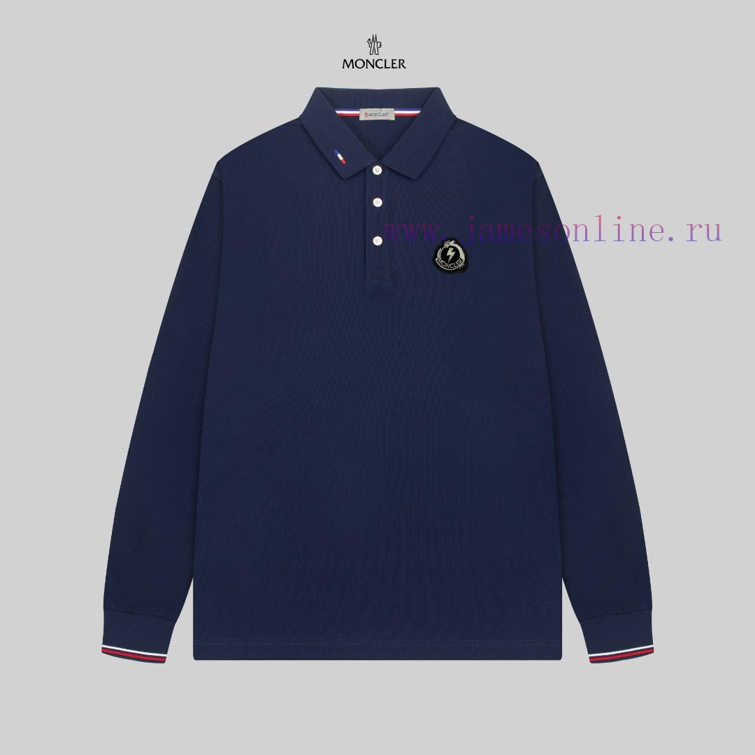 After Sales MONCLER/24SS New Logo Embroidered Lapel Long Sleeved Polo ShirtA T-shirt That Is Si 33y9dntd - Image 3