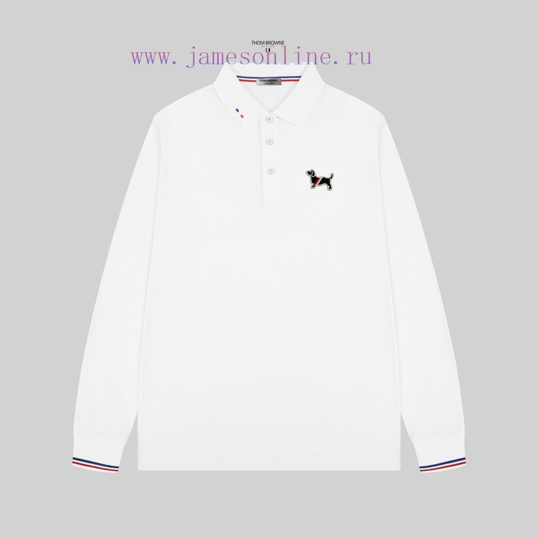 After Sales TB/Tom Brown 24SS New Logo Embroidered Lapel Long Sleeved Polo ShirtA T-shirt That foqwxpcs - Image 3