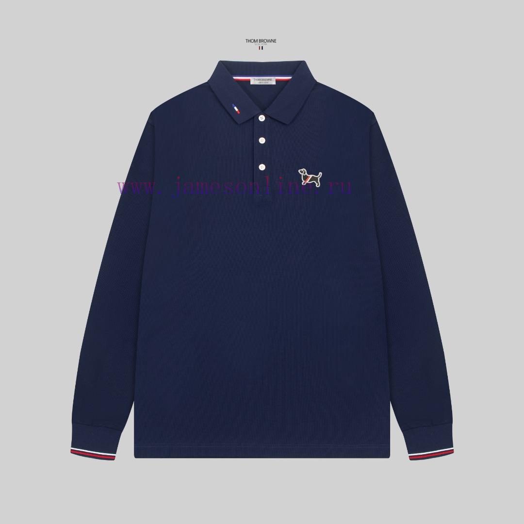 After Sales TB/Tom Brown 24SS New Logo Embroidered Lapel Long Sleeved Polo ShirtA T-shirt That foqwxpcs - Image 4