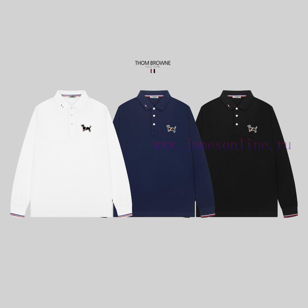 After Sales TB/Tom Brown 24SS New Logo Embroidered Lapel Long Sleeved Polo ShirtA T-shirt That foqwxpcs - Image 10