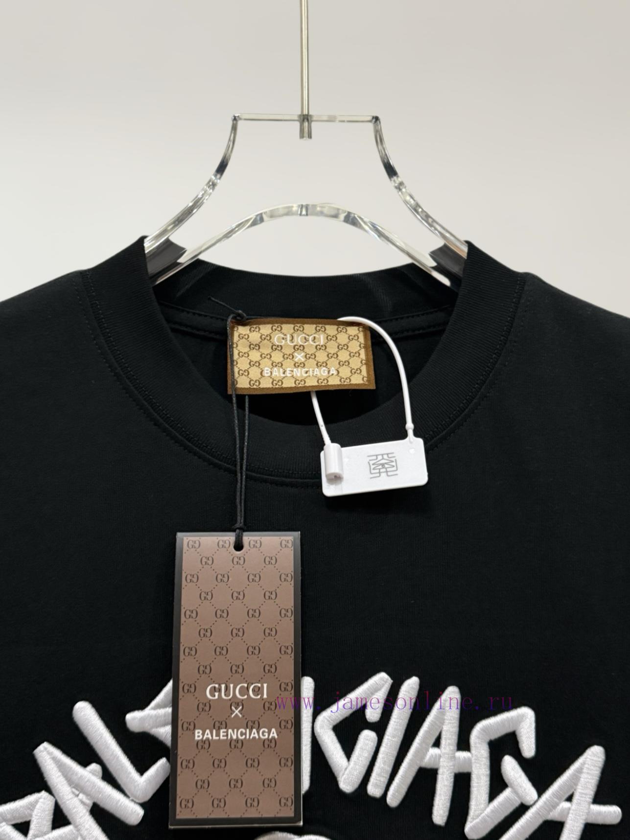 BALENClAGA X Gucci Paris Collaboration Gucci Embroidery Collaboration Short Sleeved T-shirt Fab obnnhj1b - Image 4