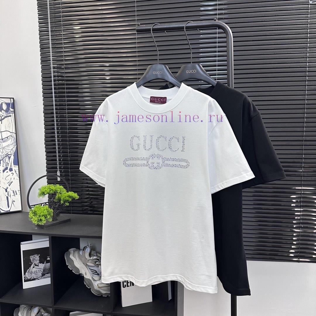 Gucci Style G901 Gucci Classic Letter Logo Hot Diamond Short SleeveFabric - Made Of 320g Doubl ylydz73n - Image 2