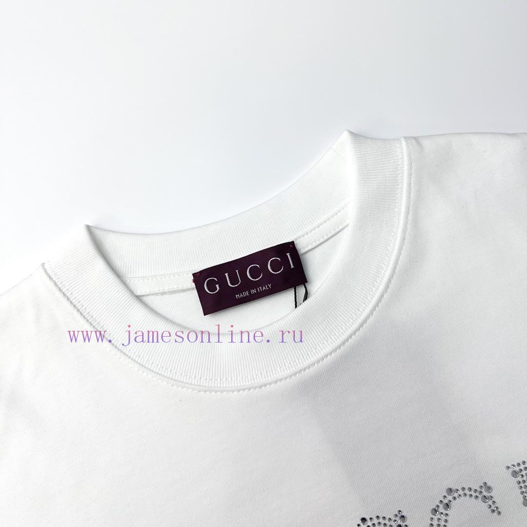 Gucci Style G901 Gucci Classic Letter Logo Hot Diamond Short SleeveFabric - Made Of 320g Doubl ylydz73n - Image 4