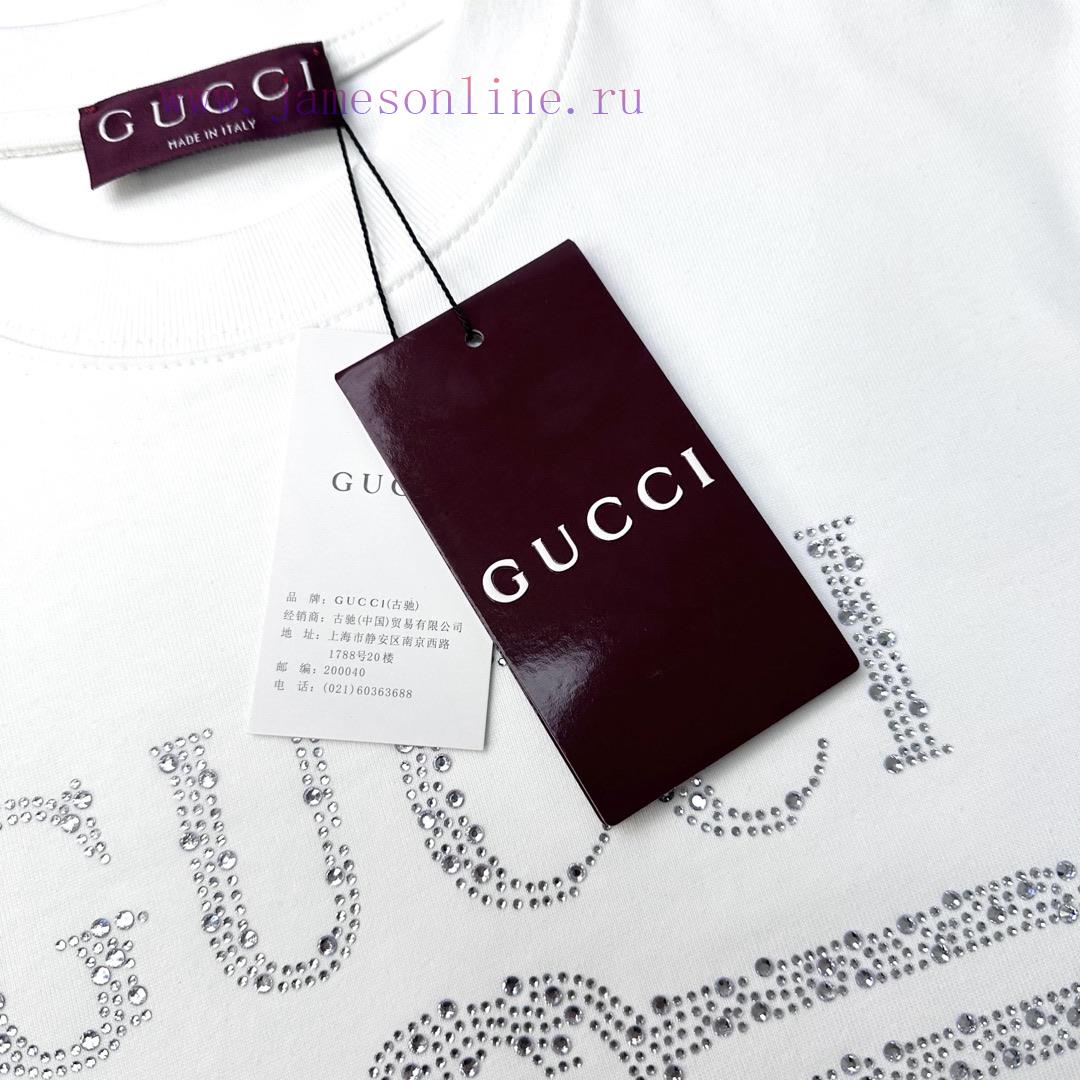 Gucci Style G901 Gucci Classic Letter Logo Hot Diamond Short SleeveFabric - Made Of 320g Doubl ylydz73n - Image 5
