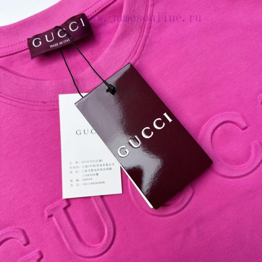 Gucci  Style Number G918 Gucci New 3D Embossed Letter Embossed Short Sleeved ShirtFabric - Made 8iyo3eaz - Image 6