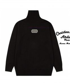 After Sales Dior Classic Exclusive Logo Autumn And Winter New Embroidered Turtleneck Sweater Th i3053uu2
