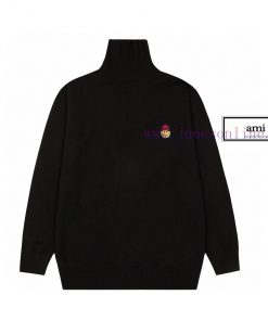 After Sales AMI Classic Exclusive Logo 24SS Spring New Embroidered Logo Smiling Face High Colla ahdukvv2