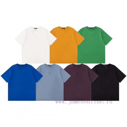 Top Tier Official Website QualityLouis VuittonLV 24ss Chest Embossed Letter Short Sleeved T-shi hx68e46p - Image 14