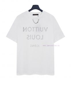 Louis VuittonLV Chain Blurred Letter Printed Short Sleeve T-shirt For WomenUsing High-density E 2co9lref
